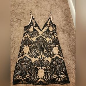 NWT Free People Sequins Lace Mini Dress, Sz 4